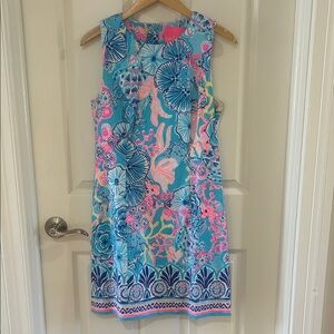 Lilly Pulitzer Vibrant Floral Midi Dress - Blue and Pink